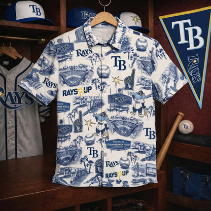 TBR Baseball Stadium Slogan Legacy Vintage Unisex Button-Up Hawaiian Shirt
