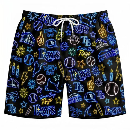 All Baseball Teams Neon Pattern Vibe Summer Party Button-Up Unisex Hawaiian Shirt For Men and Women