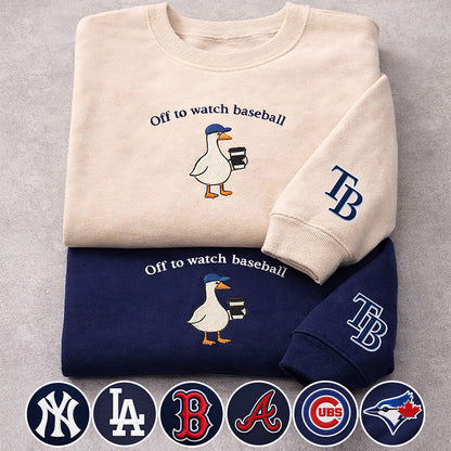 Off to watch Baseball Embroidered Logo Premium Quarter Zip Sweatshirt, Unisex Football Sweatshirt