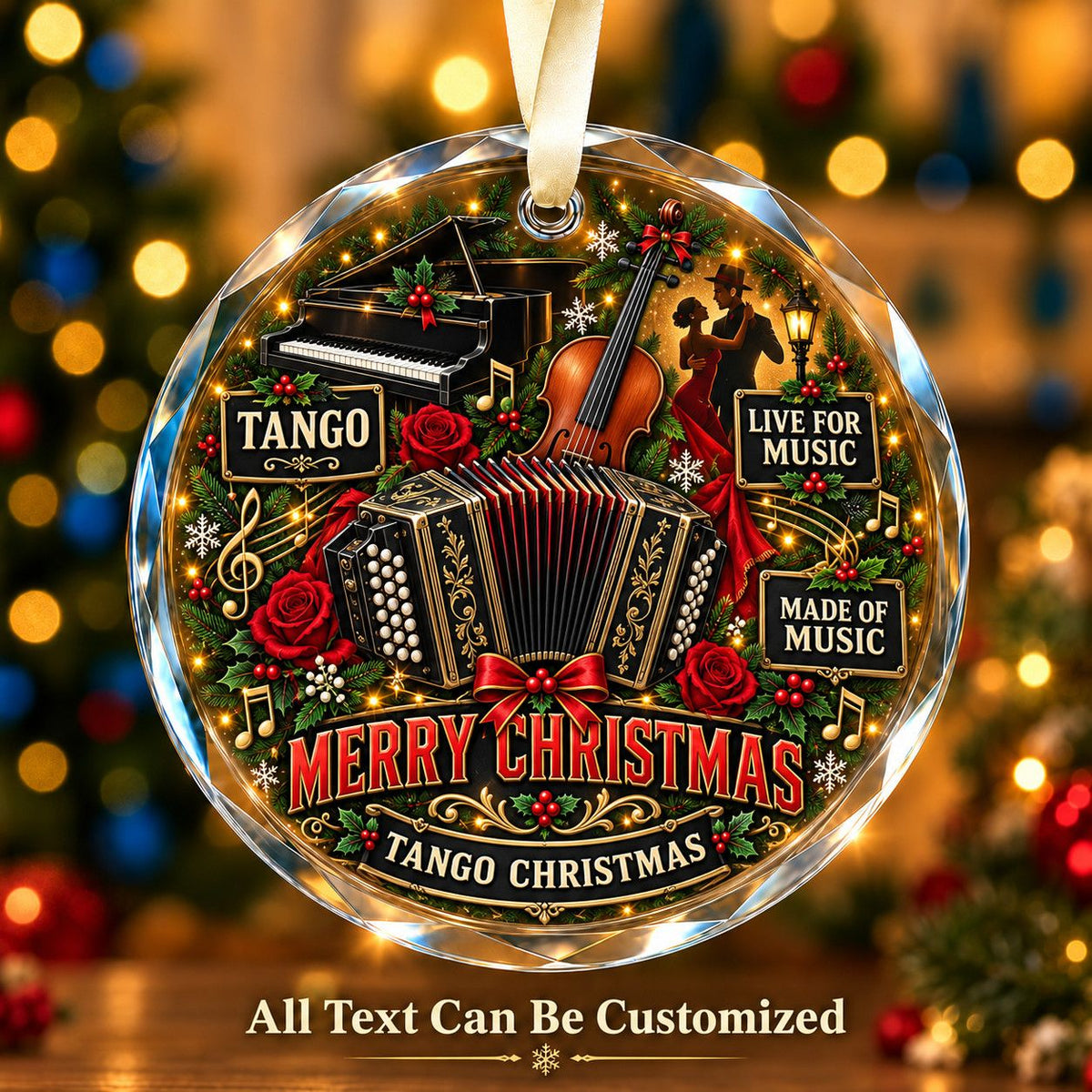 Tango Personalized Glass Ornament | 5To9Vibe