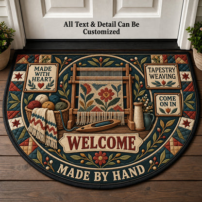 Tapestry Weaving Personalized Half Round Mat | 5To9Vibe