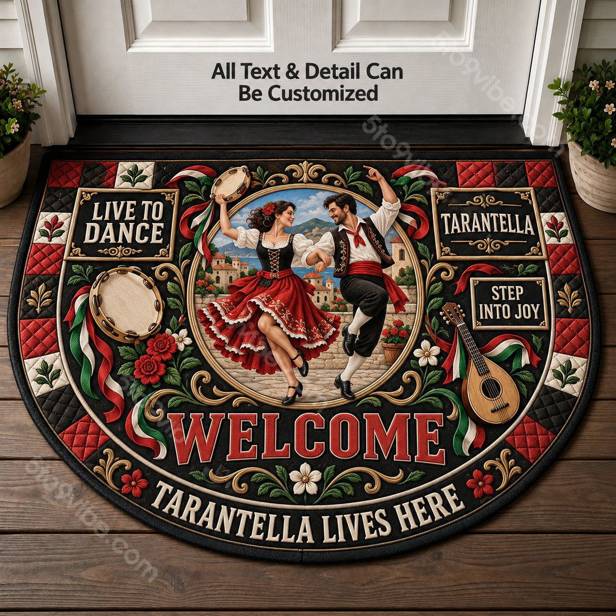 Tarantella Personalized Half Round Mat | 5To9Vibe