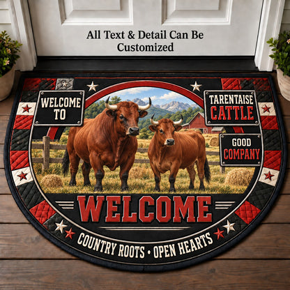 Tarentaise Cattle Personalized Half Round Mat | 5To9Vibe