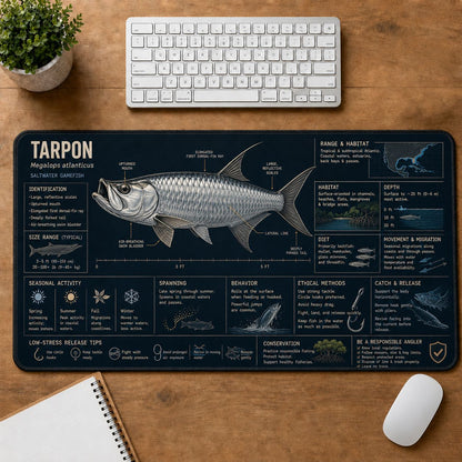 Tarpon Fishing Field Guide Desk Mat | 5To9Vibe