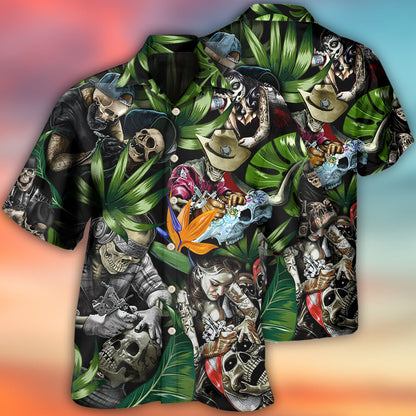 Tattoo Skull Style With Girl - Hawaiian Shirt 