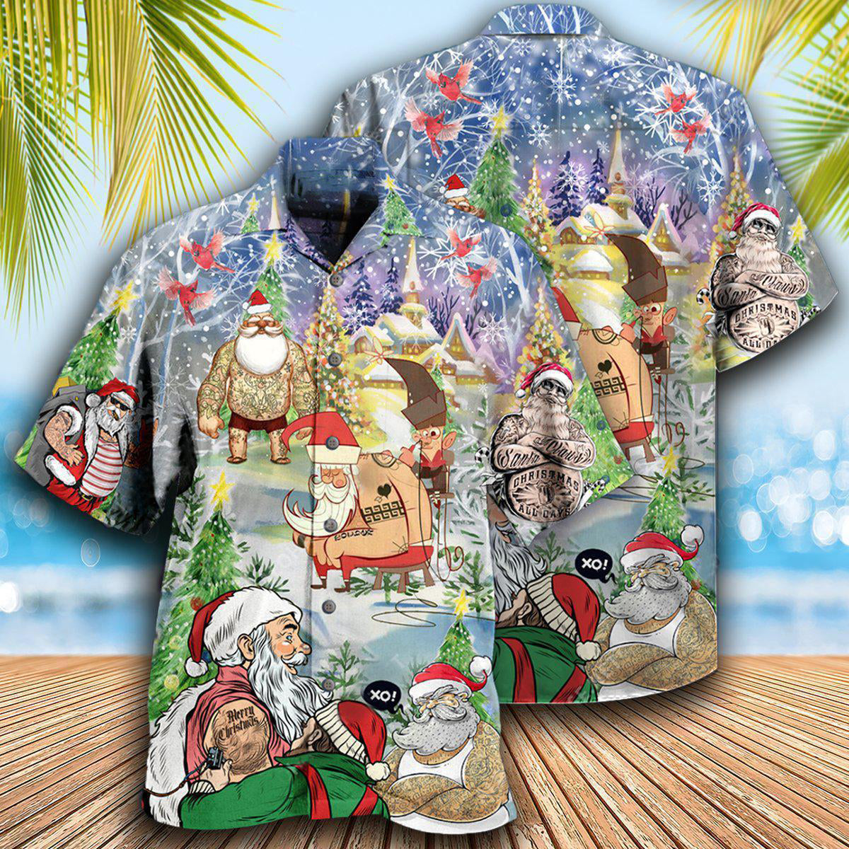 Tattoo Cool Santa Claus Christmas - Hawaiian Shirt 