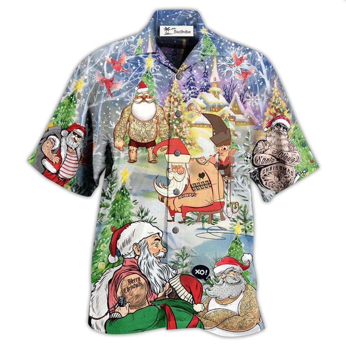 Hawaiian Shirt / Adults / S Tattoo Cool Santa Claus Christmas - Hawaiian Shirt 
