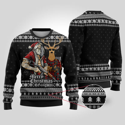 Tattooed Santa Black Funny Ugly Christmas Sweater - Funny Ugly Christmas Sweater