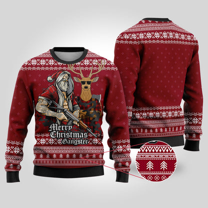 Tattooed Santa Cardinal Red Funny Ugly Christmas Sweater - Funny Ugly Christmas Sweater