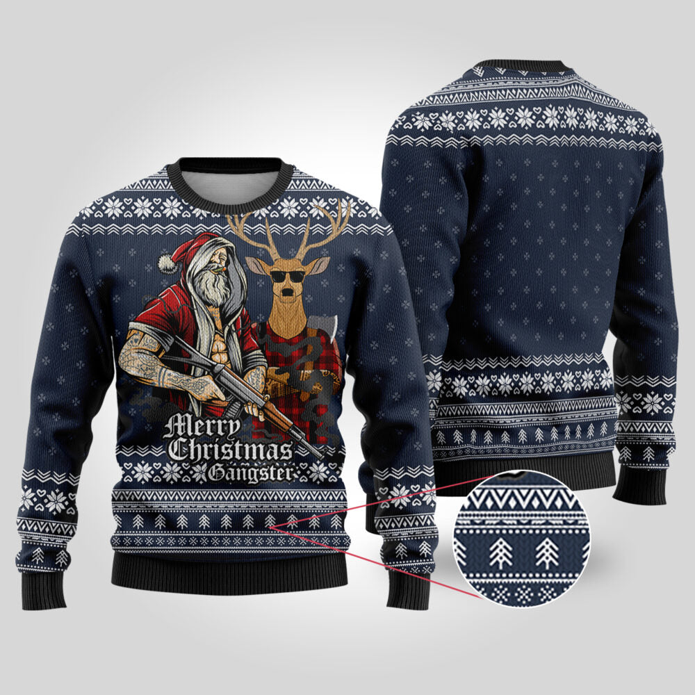 Tattooed Santa Navy Funny Ugly Christmas Sweater - Funny Ugly Christmas Sweater