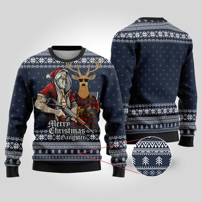 Tattooed Santa Navy Funny Ugly Christmas Sweater - Funny Ugly Christmas Sweater