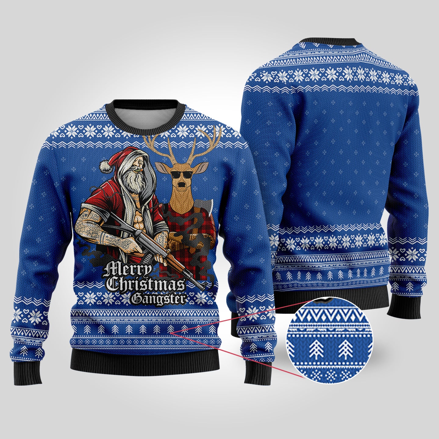 Tattooed Santa Royal Funny Ugly Christmas Sweater - Funny Ugly Christmas Sweater