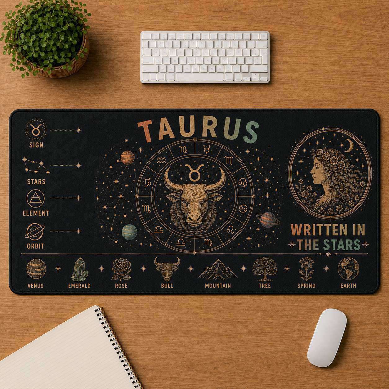 Capricorn Hippie Desk Mat Mouse Pad | 5To9Vibe - Taurus style