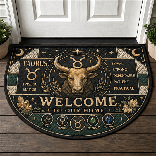 Taurus Zodiac Welcome Mat - Bull Astrology Earth Sign Home Doormat - 5to9vibe