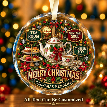 Tea Room Personalized Glass Ornament | 5To9Vibe