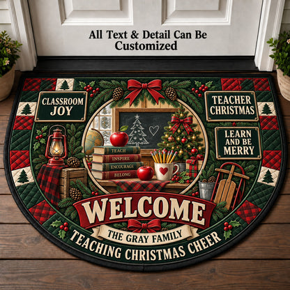 Teacher Christmas Personalized Half Round Mat | 5To9Vibe