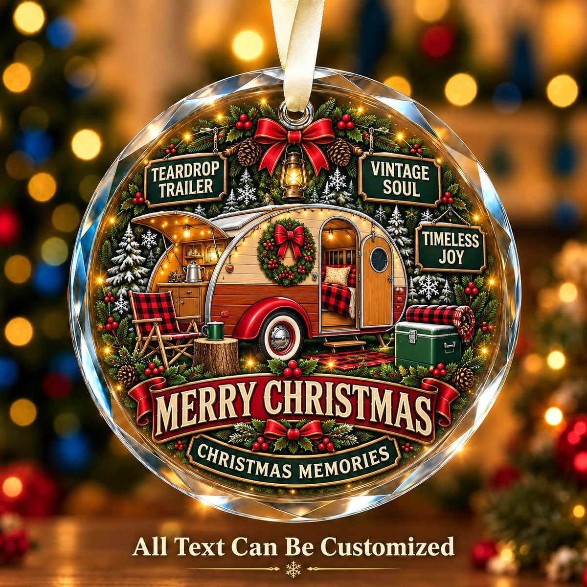 Teardrop Trailer Personalized Glass Ornament | 5To9Vibe