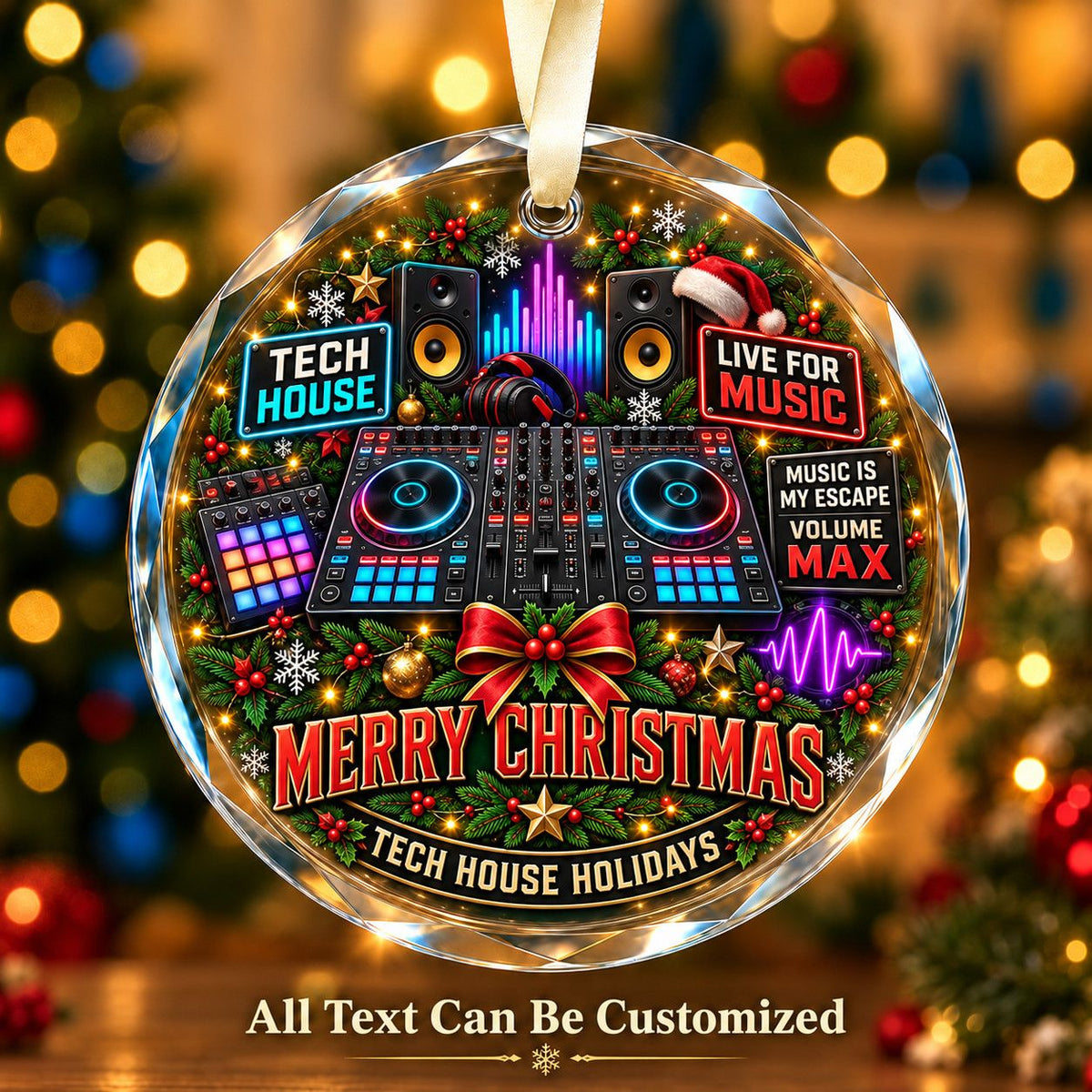 Tech House Personalized Glass Ornament | 5To9Vibe