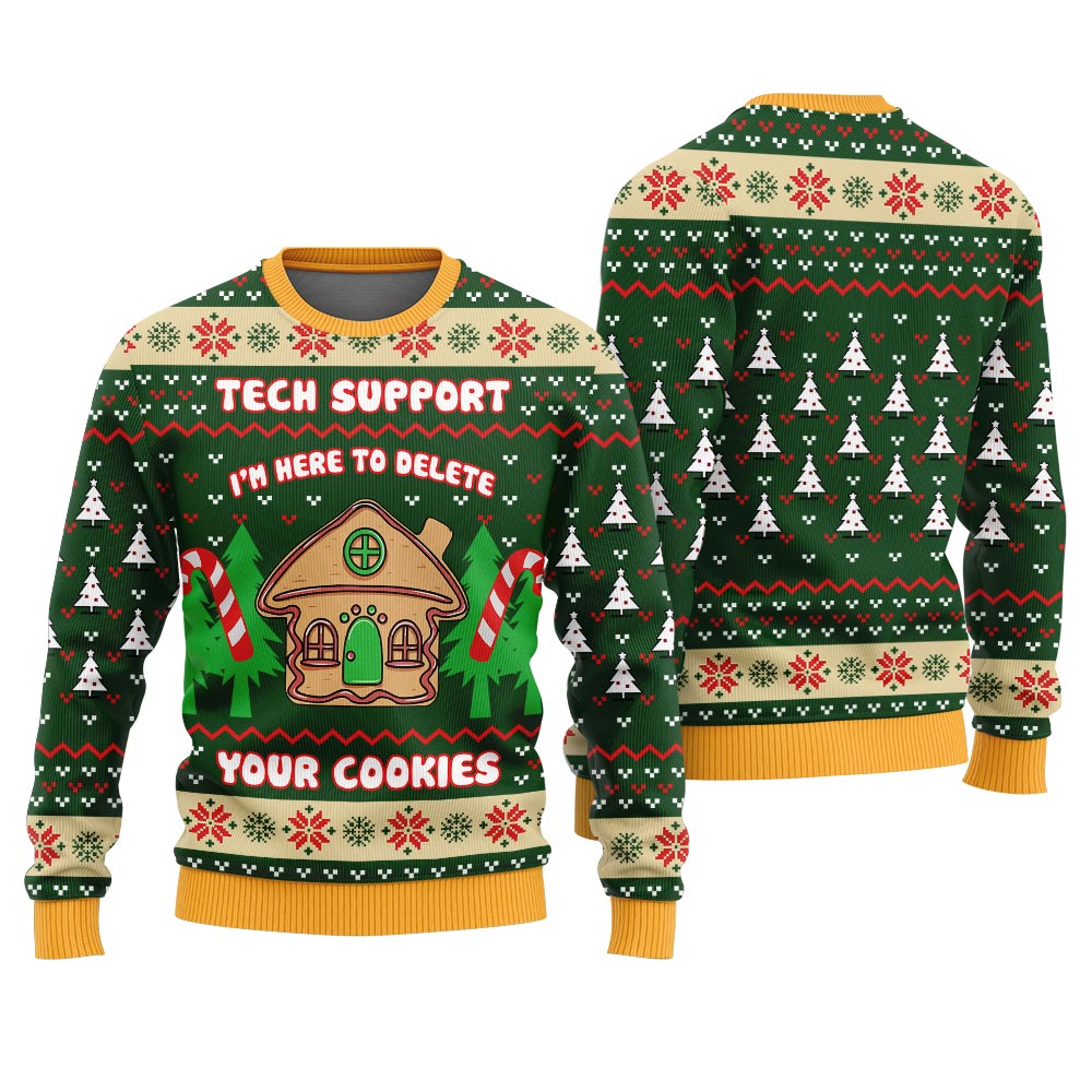 Tech Support Delete Your Cookies Funny Xmas Sweater