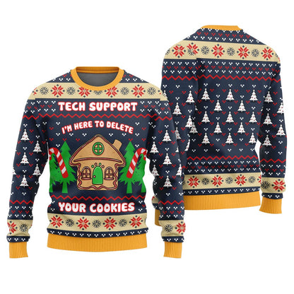 Tech Support Delete Your Cookies Funny Xmas Sweater
