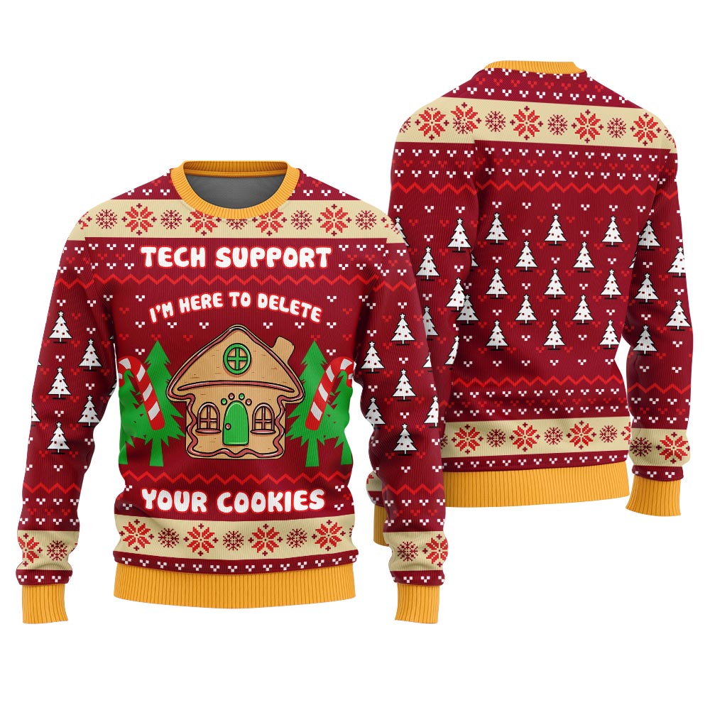 Tech Support Delete Your Cookies Funny Xmas Sweater