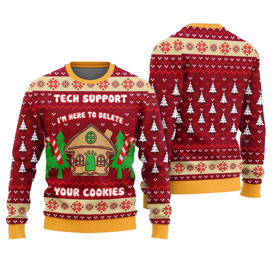 Tech Support Delete Your Cookies Funny Xmas Sweater