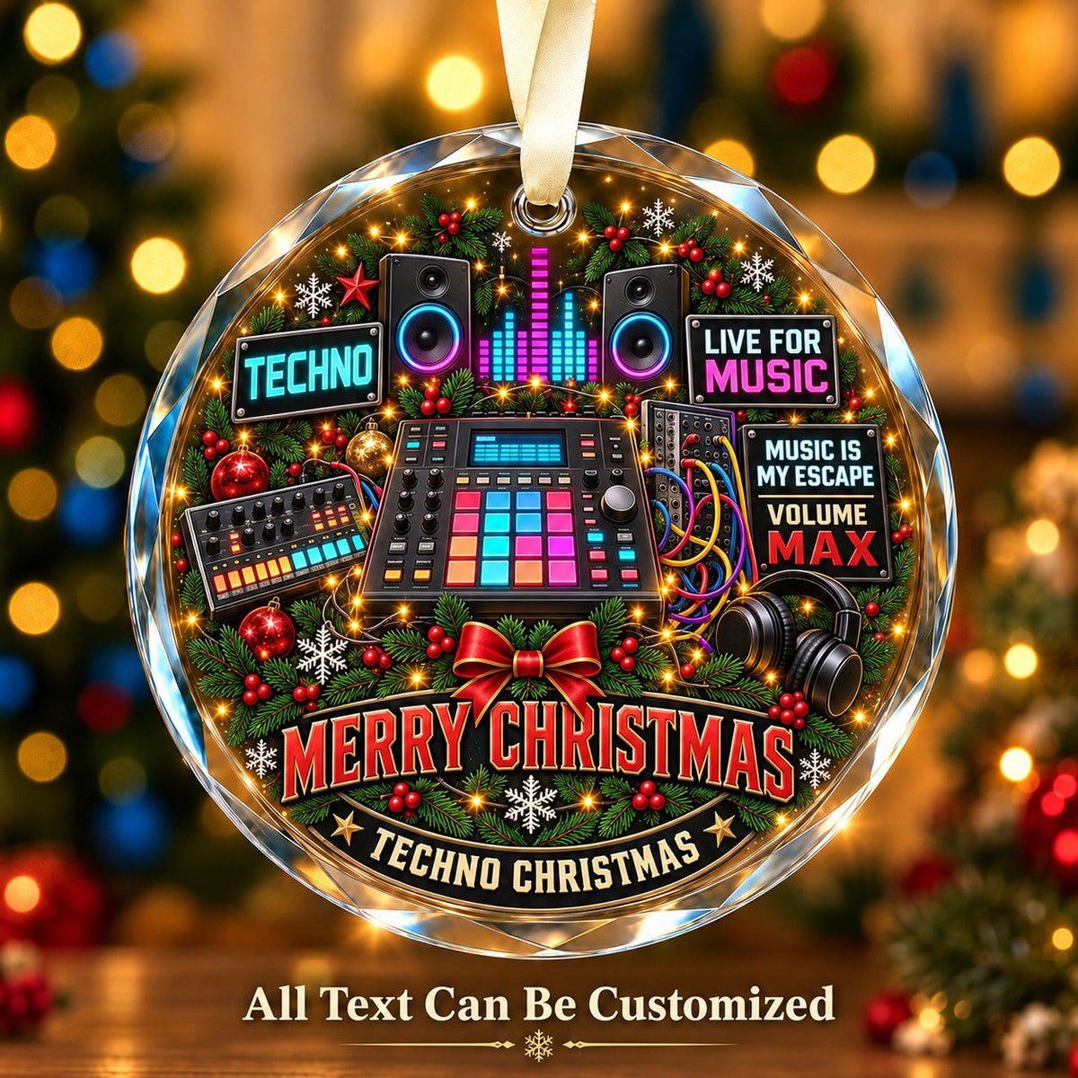 Techno Personalized Glass Ornament | 5To9Vibe