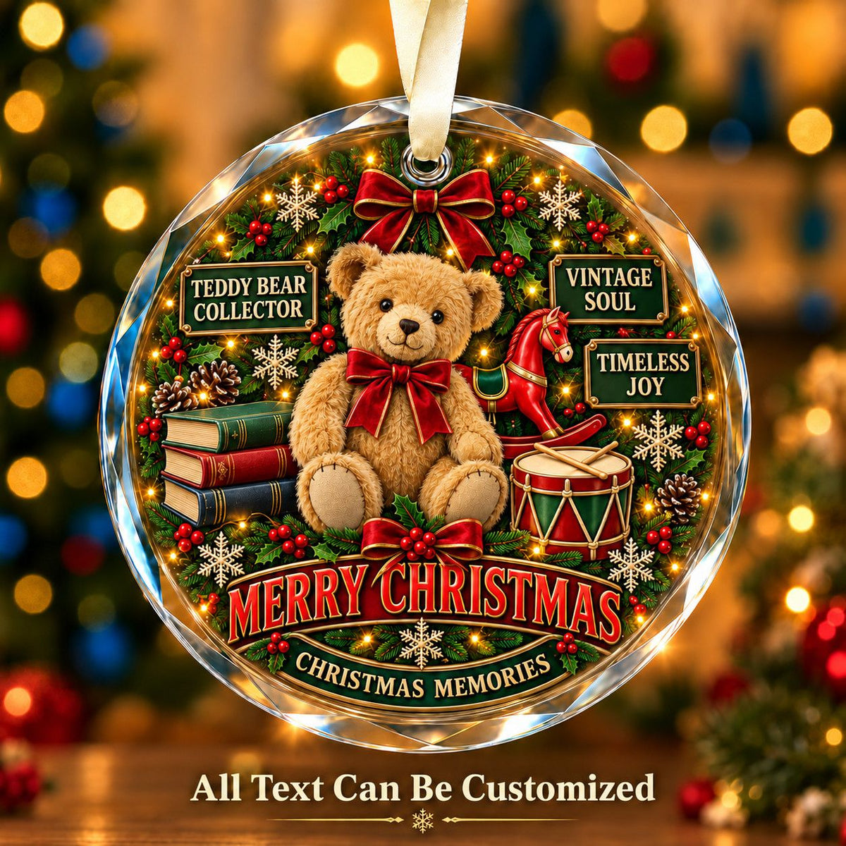 Teddy Bear Collector Personalized Glass Ornament | 5To9Vibe
