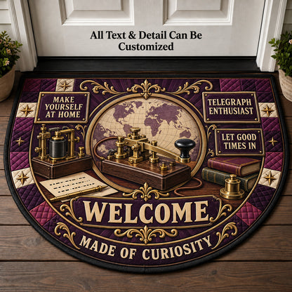Telegraph Enthusiast Personalized Half Round Mat | 5To9Vibe