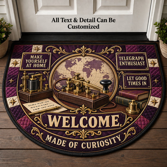 Telegraph Enthusiast Personalized Half Round Mat | 5To9Vibe