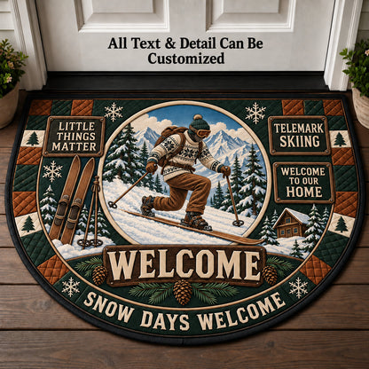 Telemark Skiing Personalized Half Round Mat | 5To9Vibe