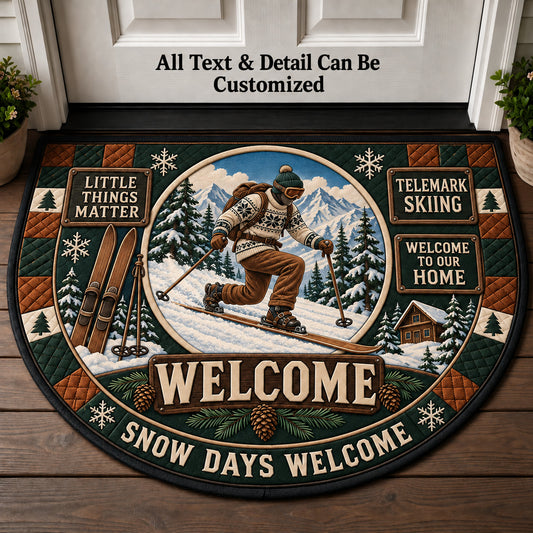 Telemark Skiing Personalized Half Round Mat | 5To9Vibe