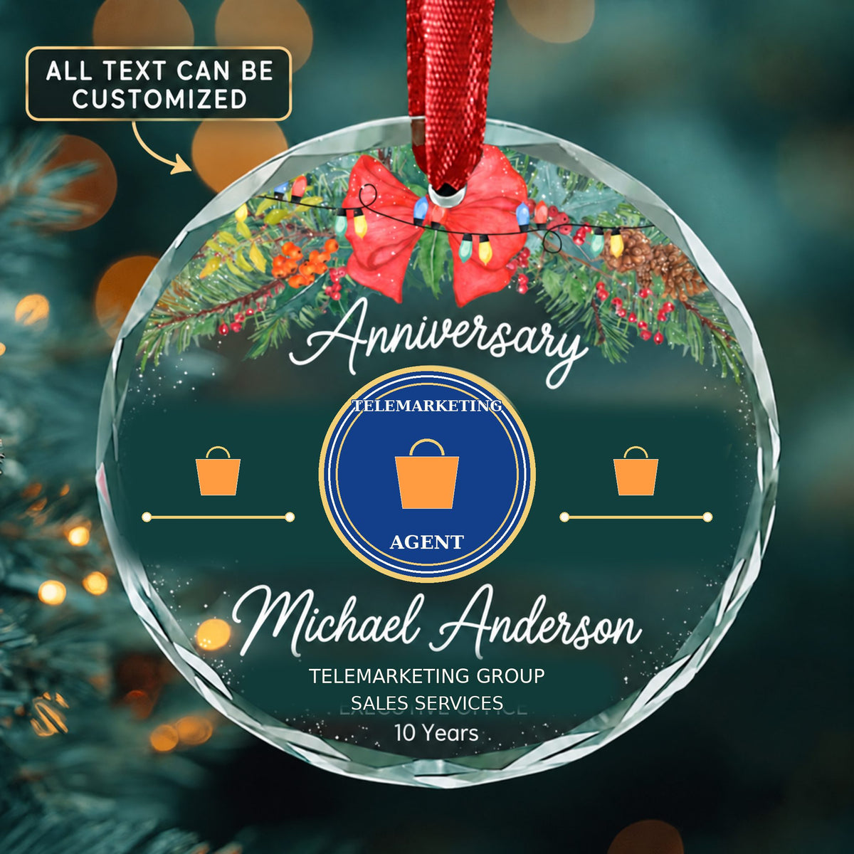 Telemarketers Personalized Glass Ornament | 5To9Vibe