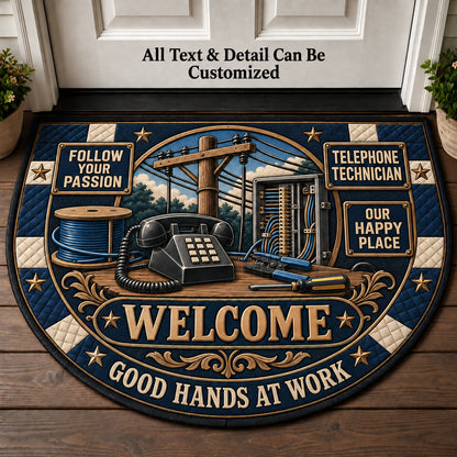 Telephone Technician Personalized Half Round Mat | 5To9Vibe