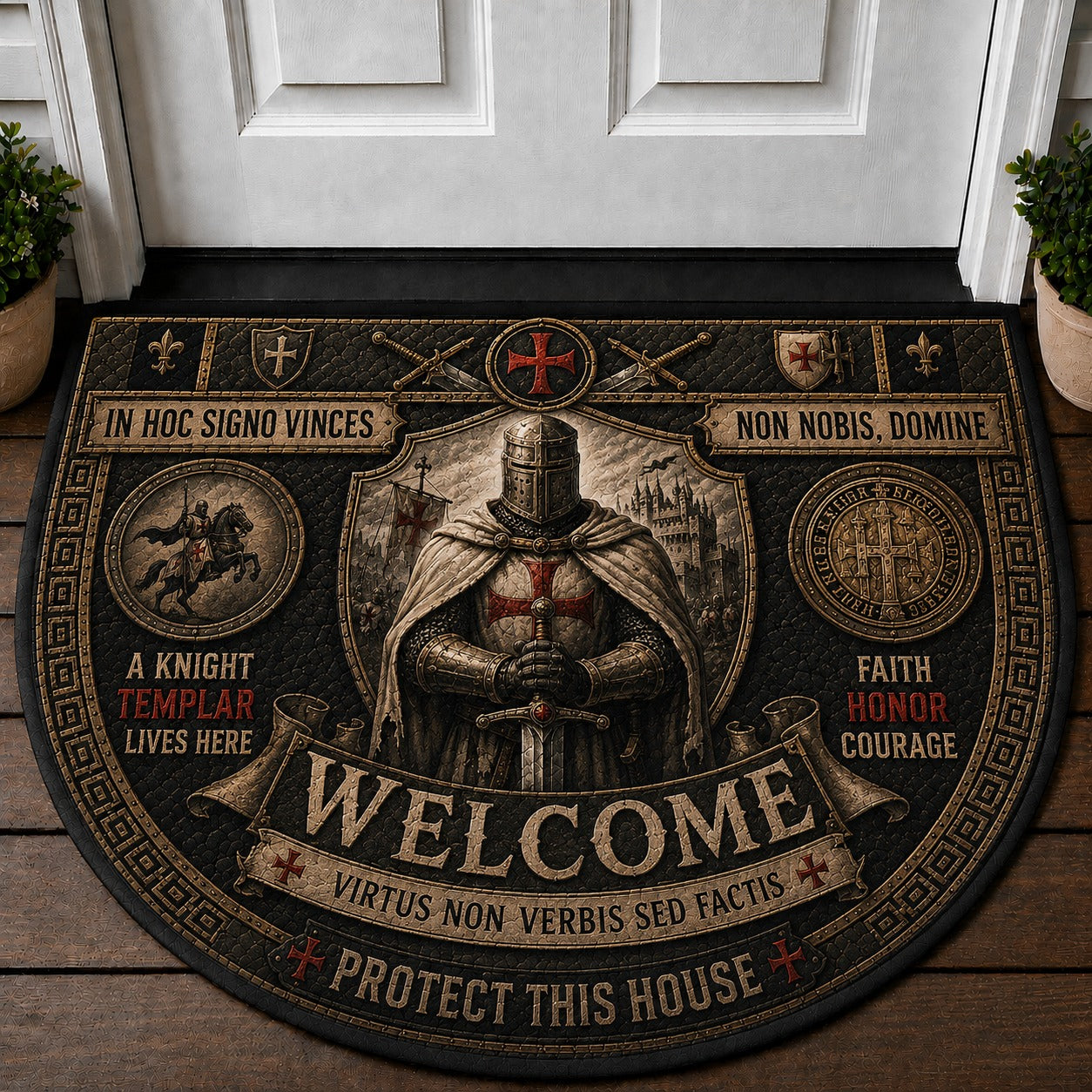 Legendary Warriors Viking Quilted Print Premium Welcome Mat – Personalized Doormat