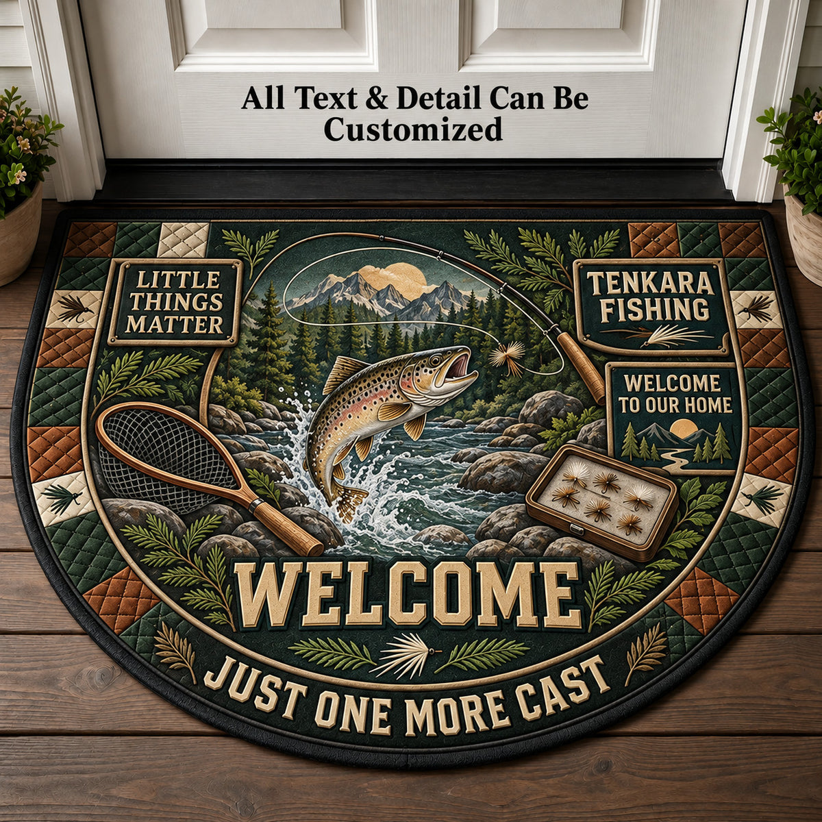 Tenkara Fishing Personalized Half Round Mat | 5To9Vibe