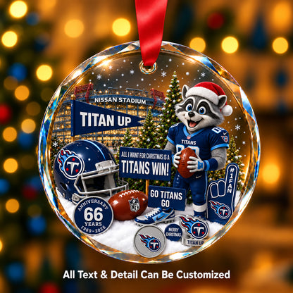 Tennessee Titans Snow Globe Glass Ornament