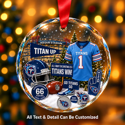 Tennessee Titans Jersey Snow Globe Glass Ornament