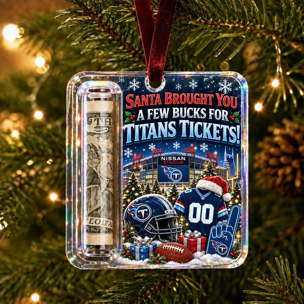 All Football Teams Football Stadium Christmas Money Holder Glass Ornament - 5to9vibe