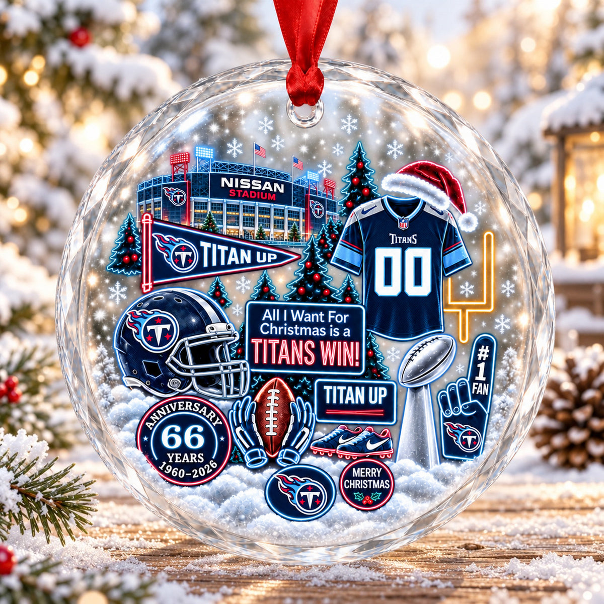 All Football Teams Christmas Stadium Snow Vibe Glass Ornament With Gift Box - 5to9vibe