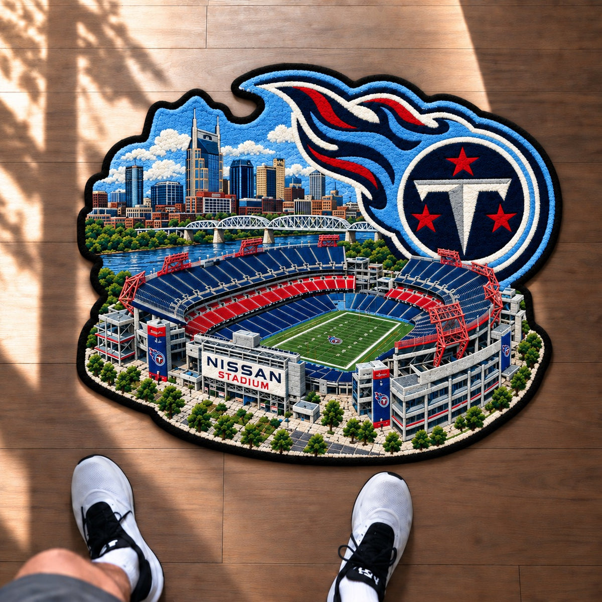 All Football Teams Logo Stadium Area Baseball Fan Custom Shape Rug Print Premium Welcome Mat Washable Black Border Personalized Football Custom Shape Rug