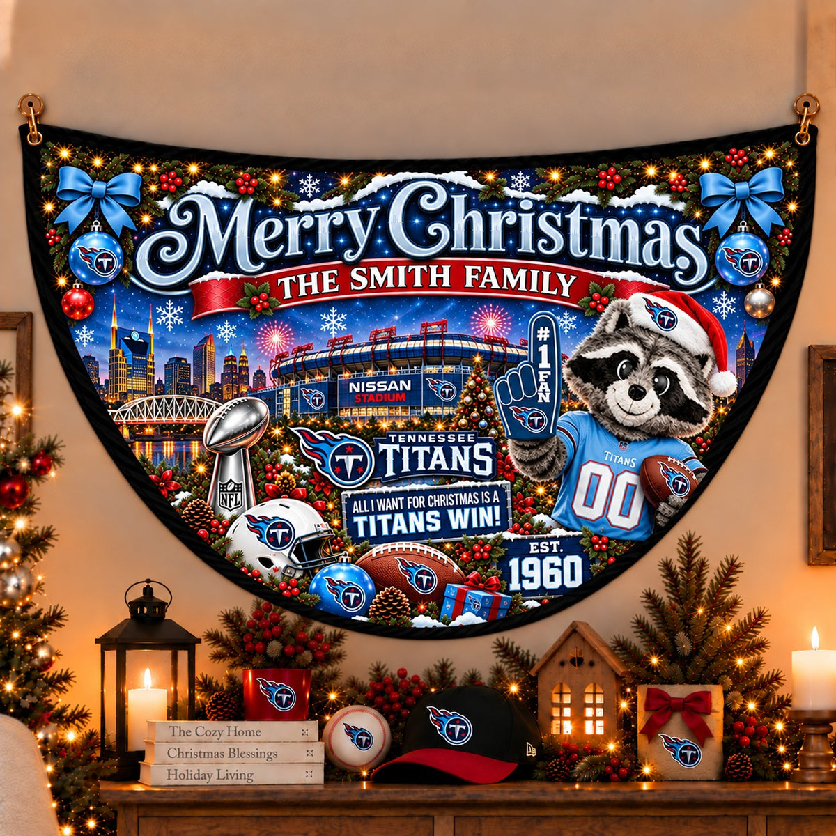All Football Teams Personalized Christmas Night Bunting Flag - 5to9vibe