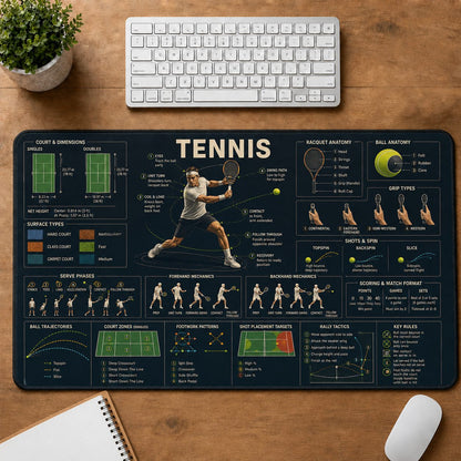 Tennis Sports Visual Guide Desk Mat | 5To9Vibe