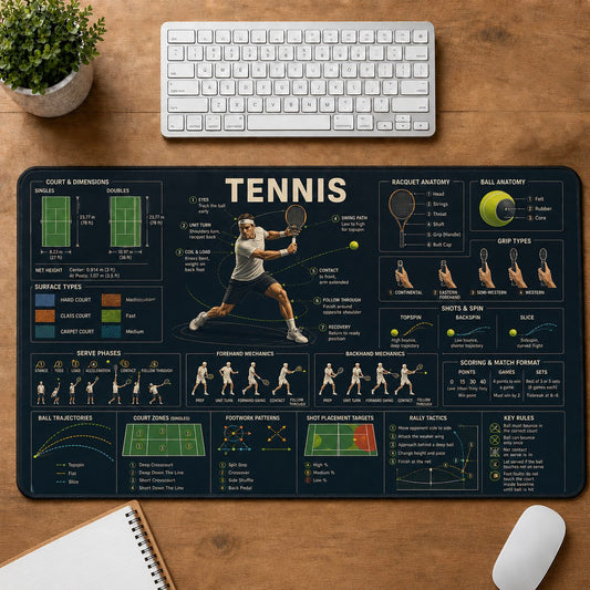Tennis Sports Visual Guide Desk Mat | 5To9Vibe