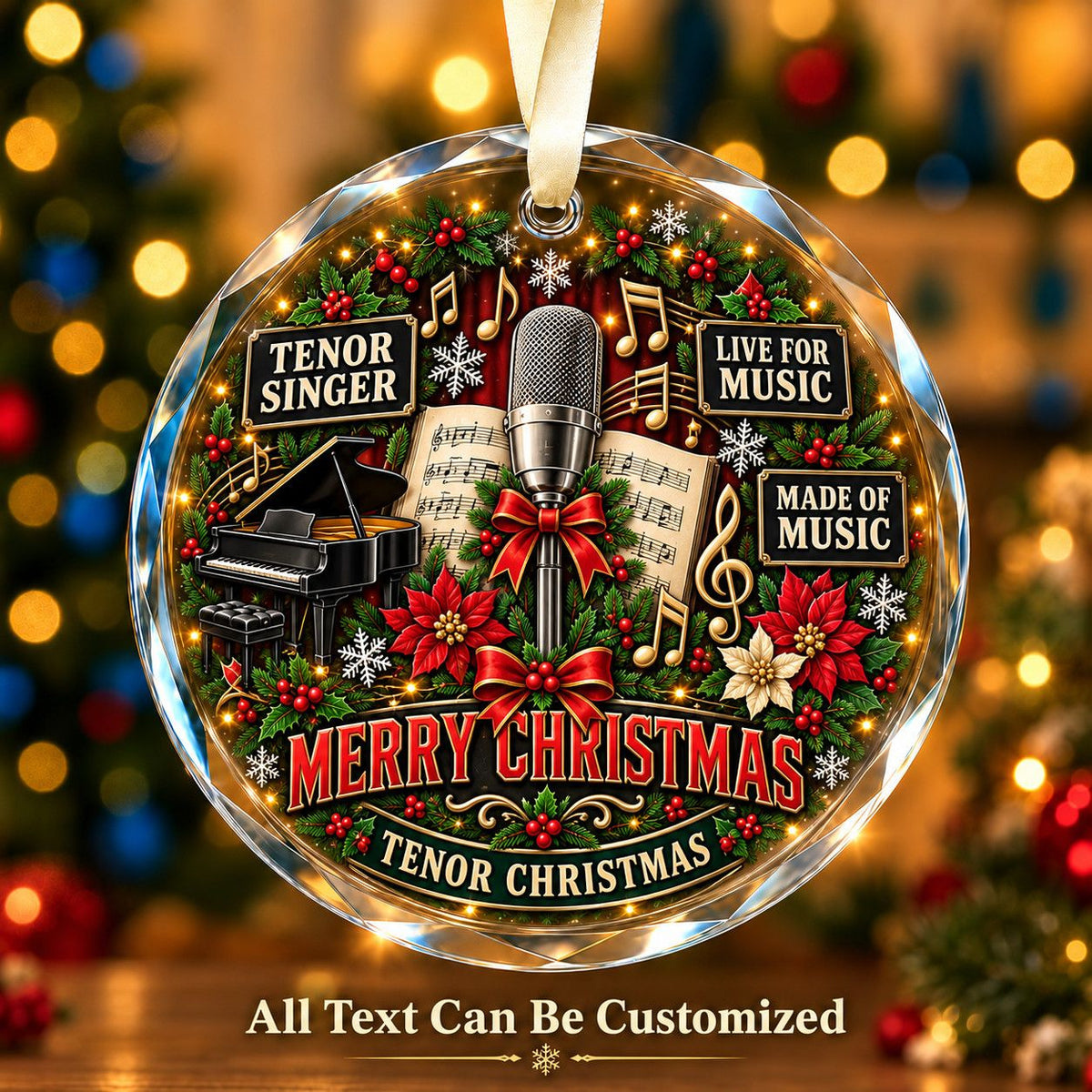 Tenor Singer Personalized Glass Ornament | 5To9Vibe