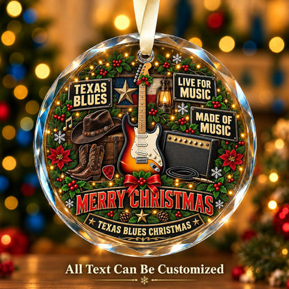 Texas Blues Personalized Glass Ornament | 5To9Vibe