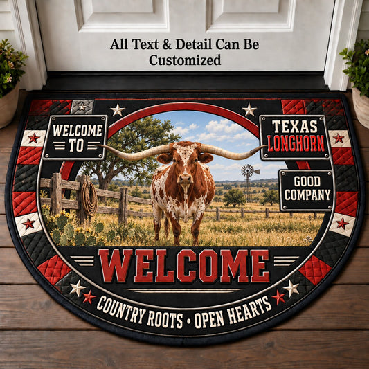 Texas Longhorn Personalized Half Round Mat | 5To9Vibe