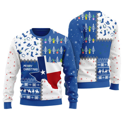 Texas Maps Merry Christmas Men's Ugly Christmas Sweater