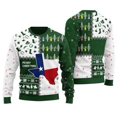 Texas Maps Merry Christmas Men's Ugly Christmas Sweater
