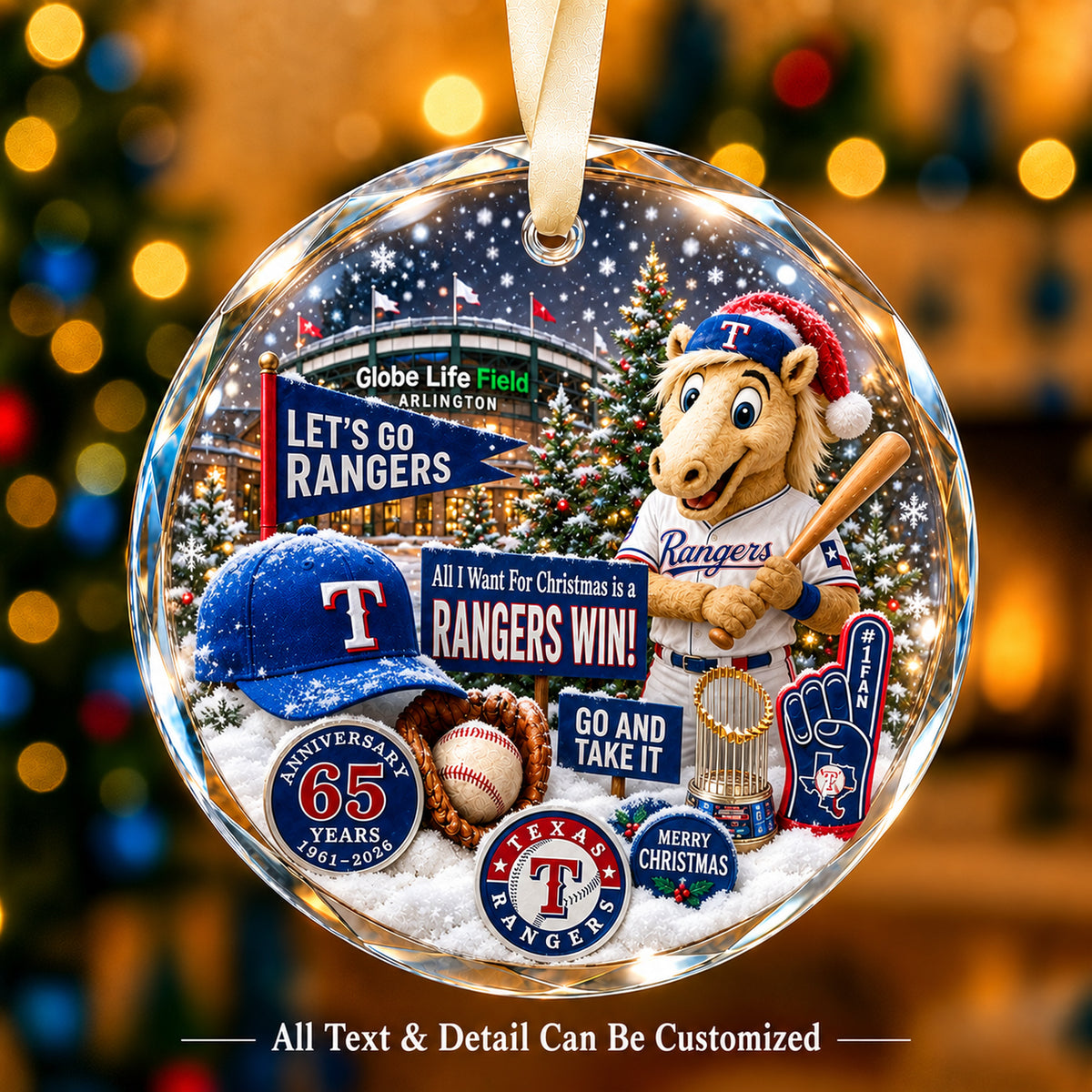 Baseball team Style 28 Glass Ornament mockup | 5To9Vibe